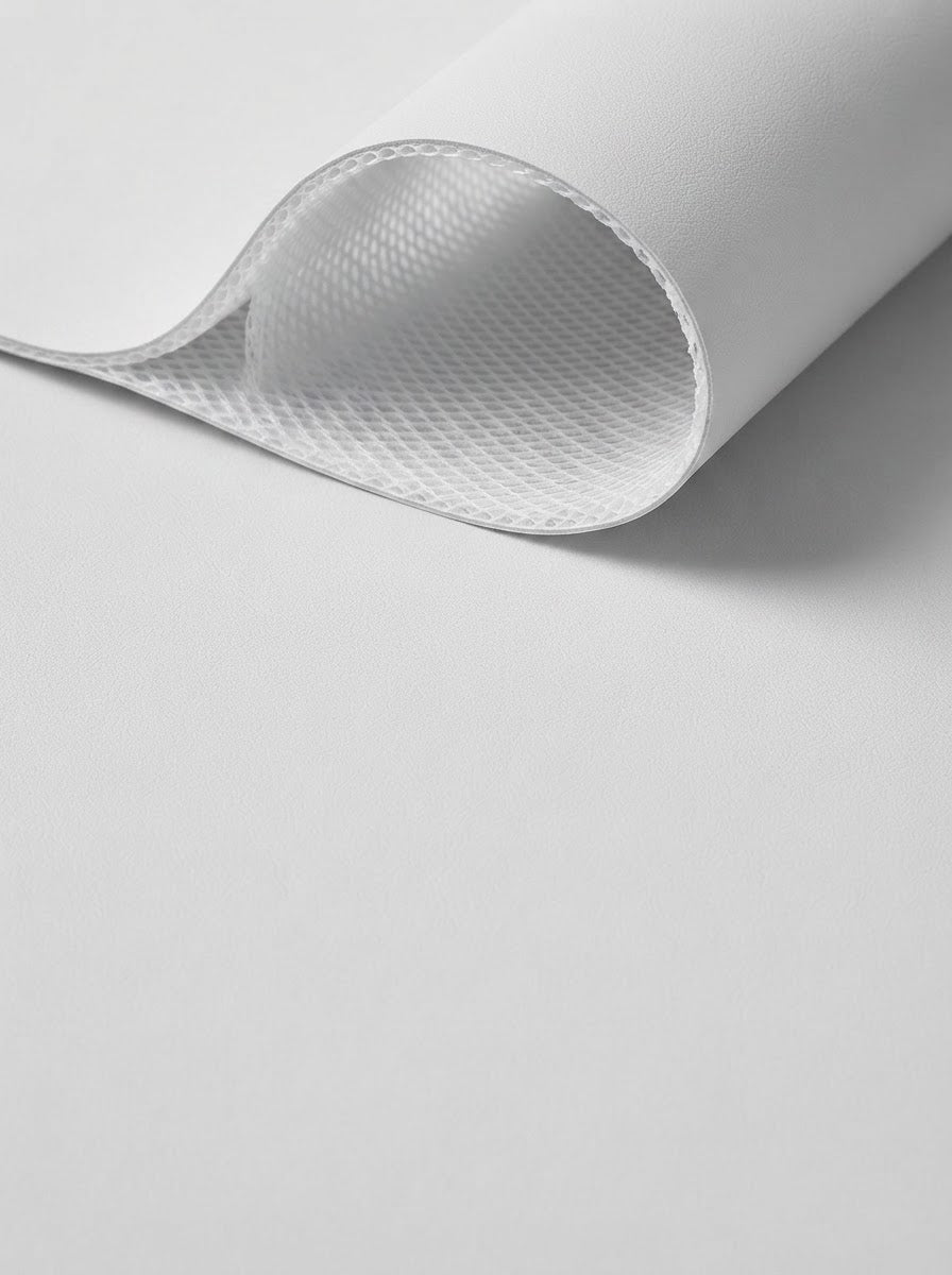 RS-0044 White (C01) — swatch front & backing · texture visualization (UM-T)