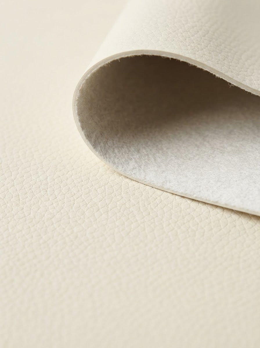 RS-0023 Ivory (C03) — swatch front & backing · texture visualization (DE-178)