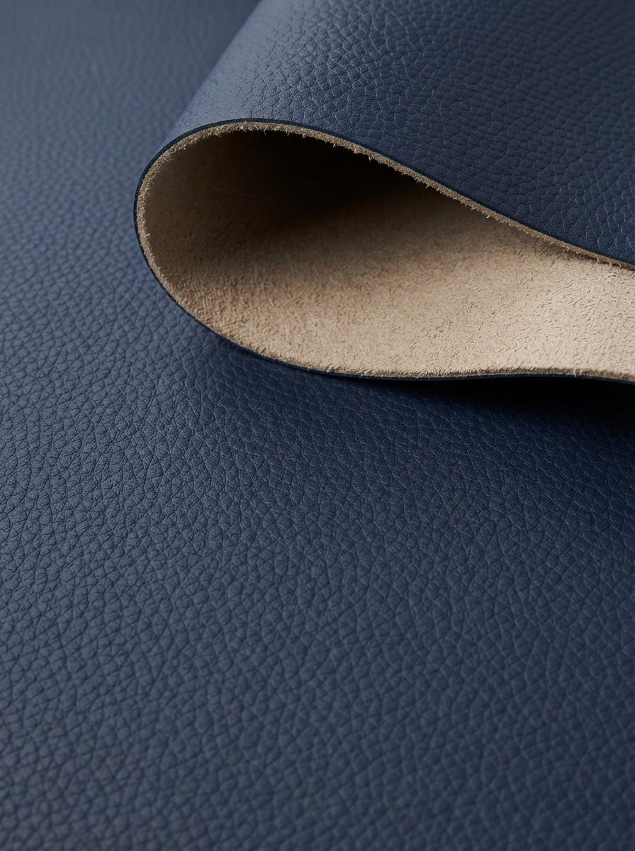 RS-0007 Navy (C05) — swatch front & backing · texture visualization (DE-178)