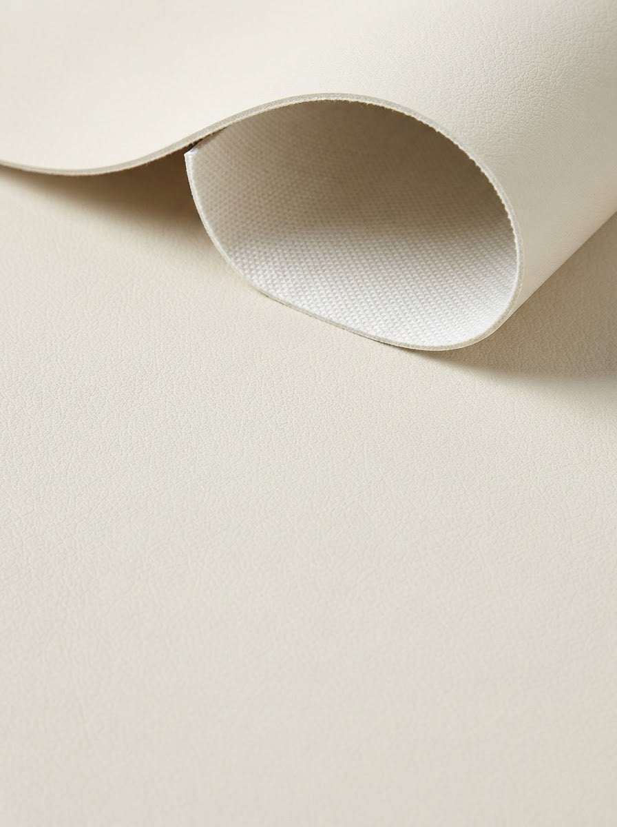 TP-0043 Ivory (C03) — swatch front & backing · texture visualization (DE-43M)