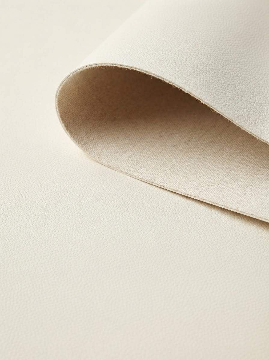 RS-0042 Ivory (C03) — swatch front & backing · texture visualization (DE-145)