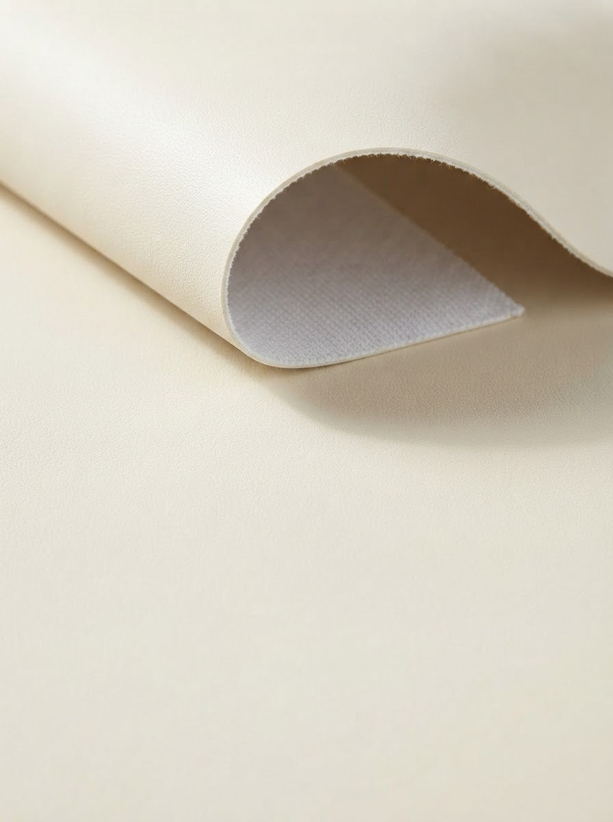 RS-0001 Ivory (C03) — swatch front & backing · texture visualization (UM-T)
