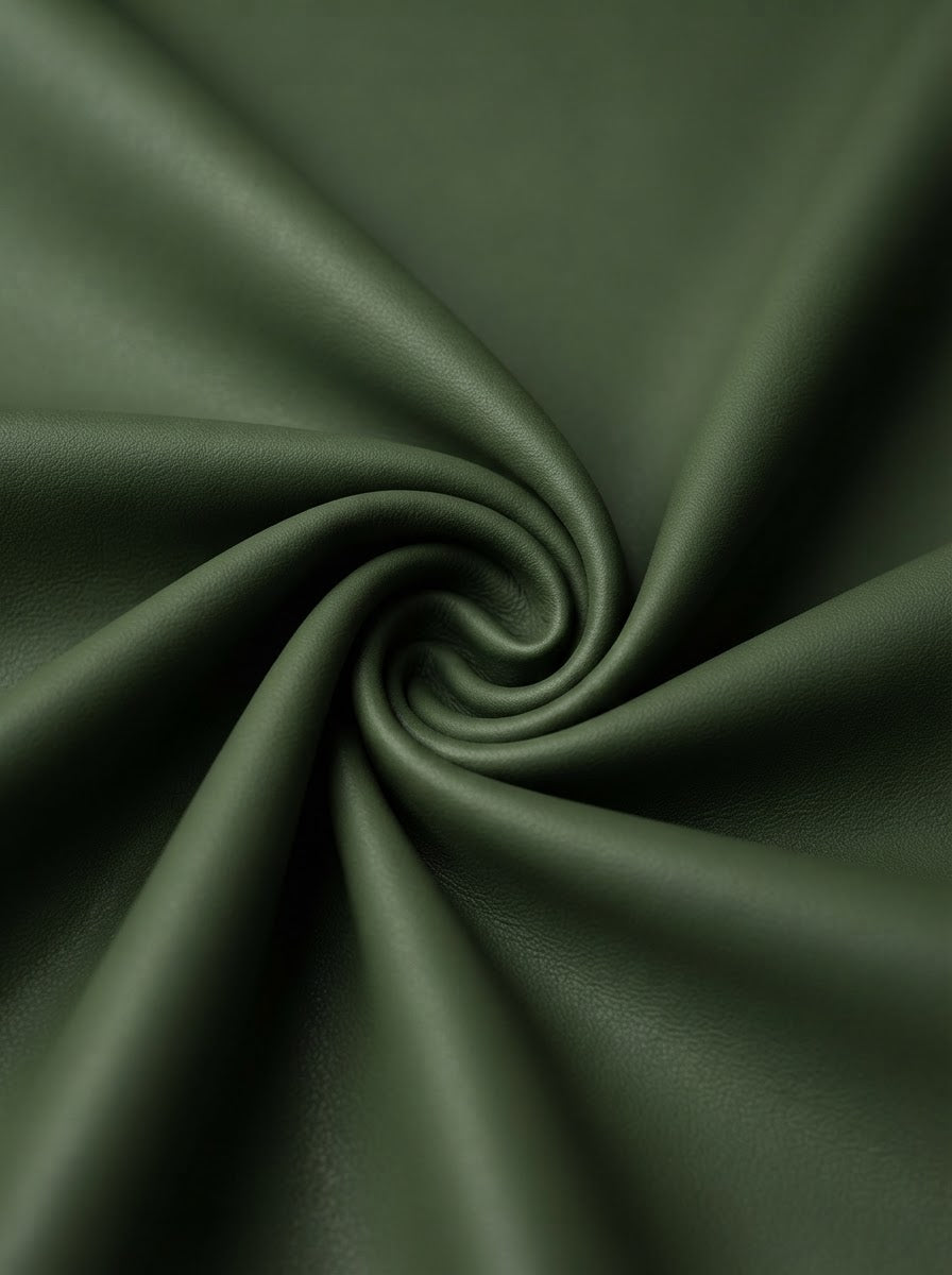RS-0003 Mud Green (C41) — lifestyle drape · texture visualization (UM-T)