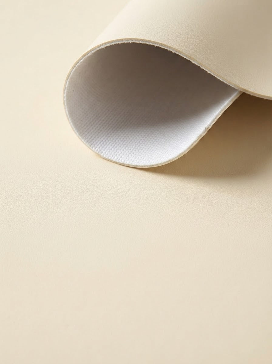 RS-0011 Ivory (C03) — swatch front & backing · texture visualization (UM-T)