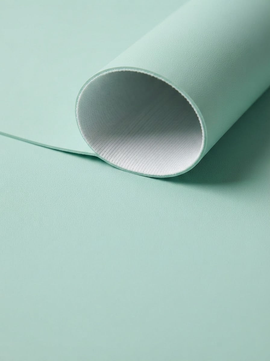RS-0003 Mint (C30) — swatch front & backing · texture visualization (UM-T)