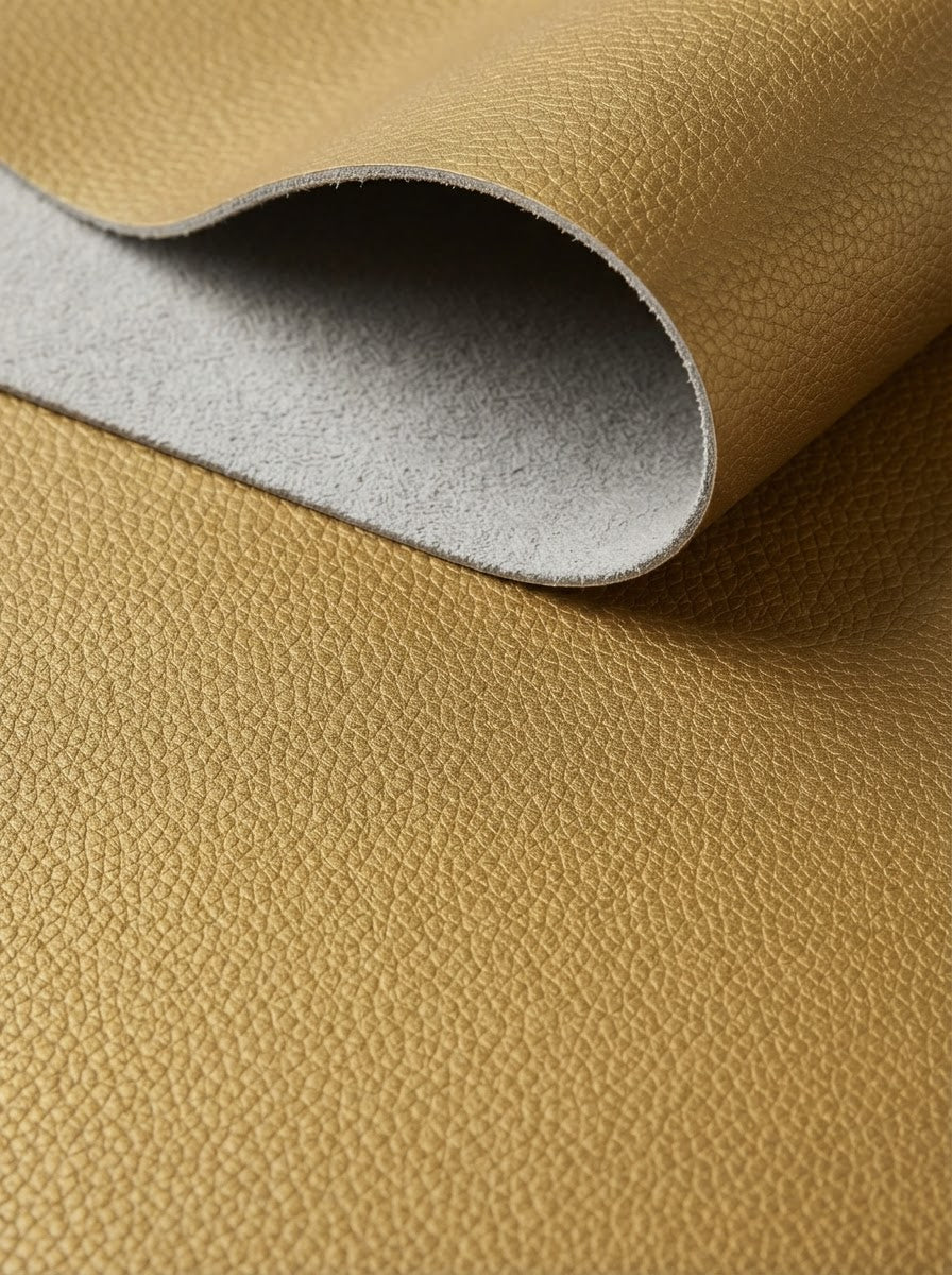 RS-0018 Gold (C10) — swatch front & backing · texture visualization (DE-178)