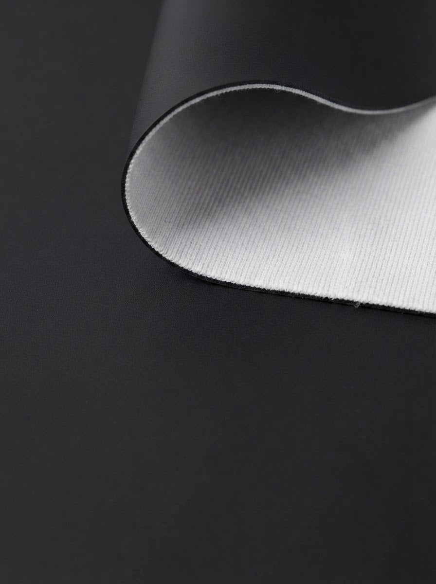 RS-0002 Black (C02) — swatch front & backing · texture visualization (UM-T)