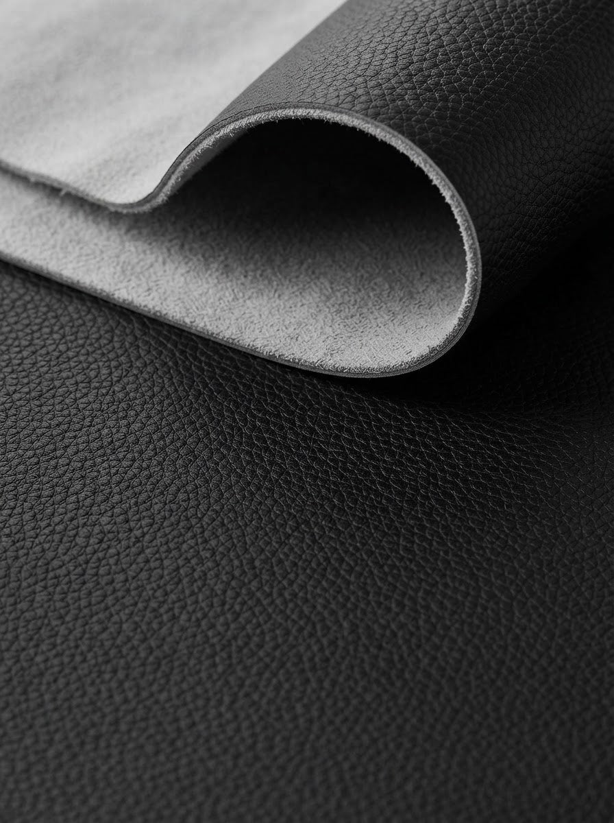 RS-0018 Black (C02) — swatch front & backing · texture visualization (DE-178)