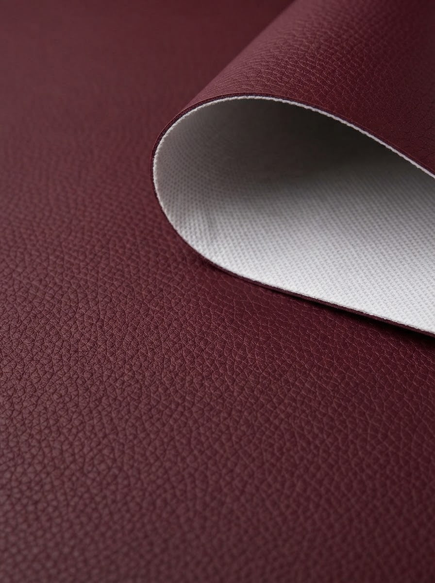 TP-0008 Burgundy (C07) — swatch front & backing · texture visualization (DE-178)