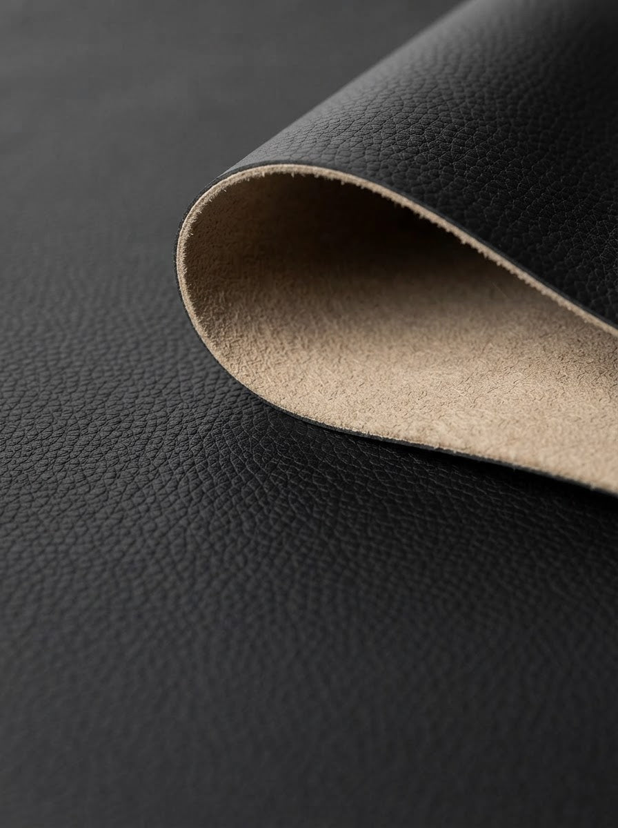 RS-0007 Black (C02) — swatch front & backing · texture visualization (DE-178)
