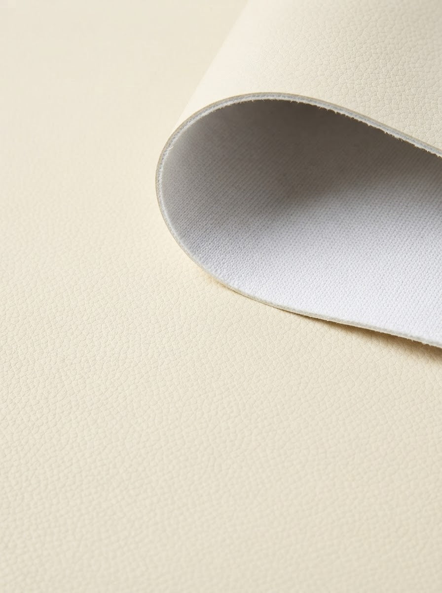 TP-0030 Ivory (C03) — swatch front & backing · texture visualization (DE-43)