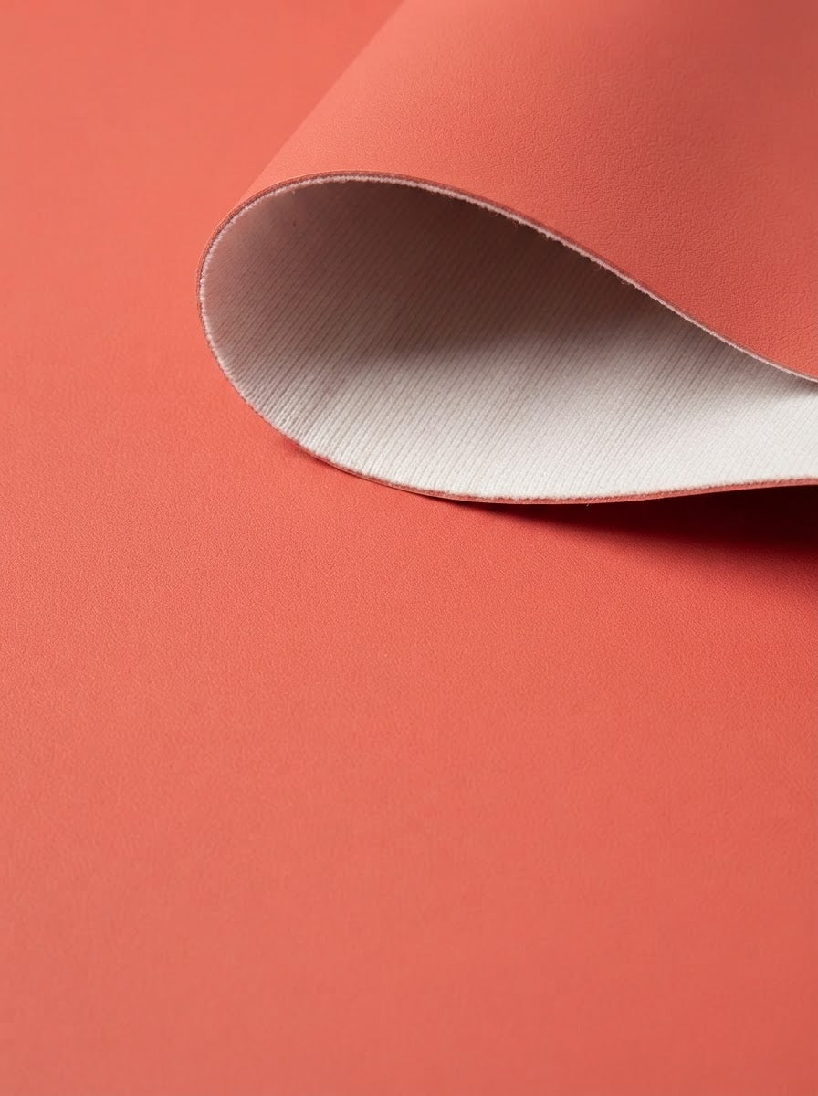 RS-0003 Coral (C31) — swatch front & backing · texture visualization (UM-T)