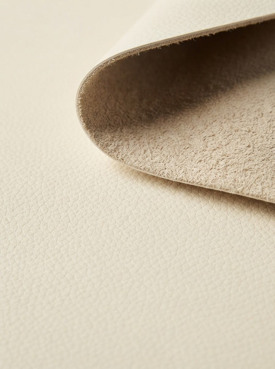 RS-0007 Ivory (C03) — swatch front & backing · texture visualization (DE-178)