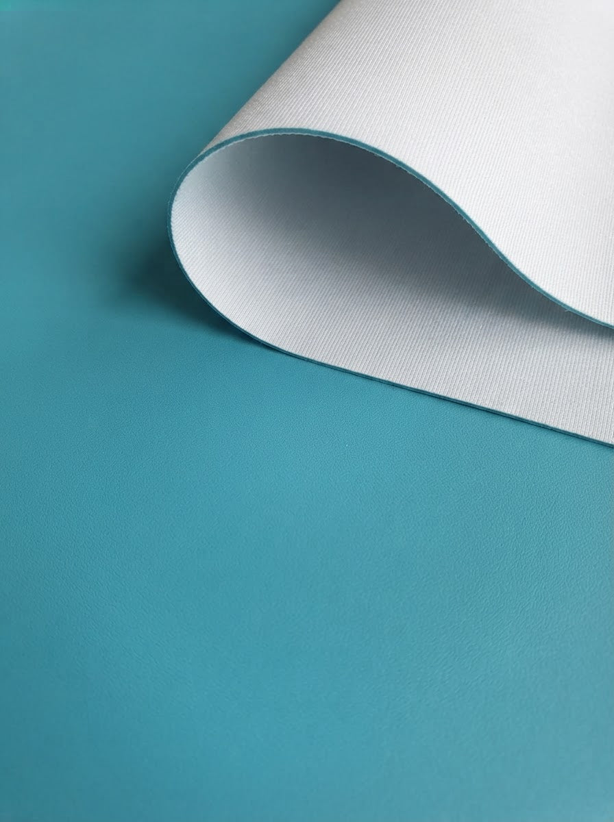 RS-0002 Aqua Blue (C22) — swatch front & backing · texture visualization (UM-T)