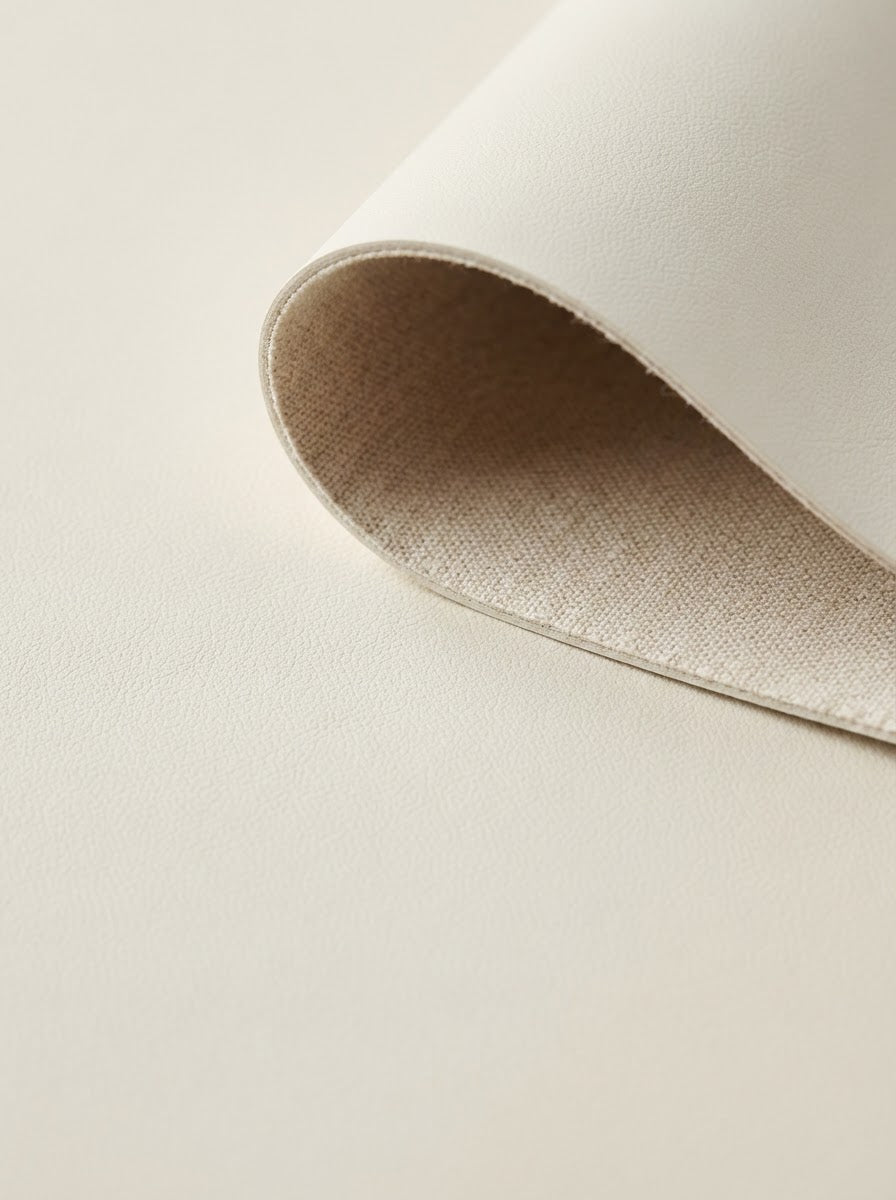 RS-0043 Ivory (C03) — swatch front & backing · texture visualization (DE-43M)