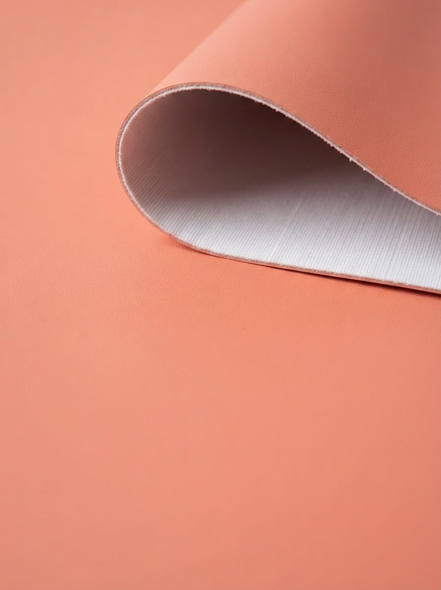RS-0002 Coral (C31) — swatch front & backing · texture visualization (UM-T)