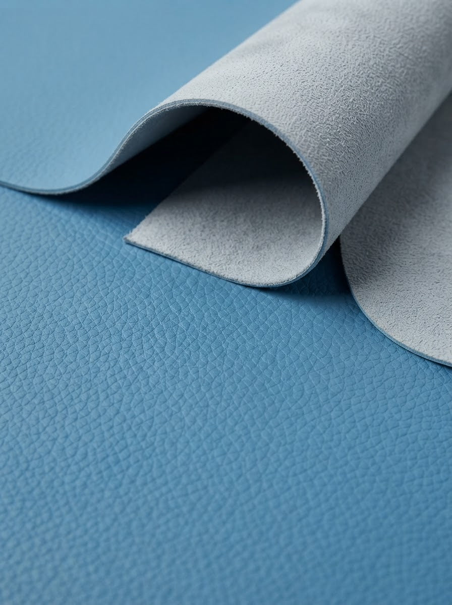 RS-0018 Sky Blue (C29) — swatch front & backing · texture visualization (DE-178)
